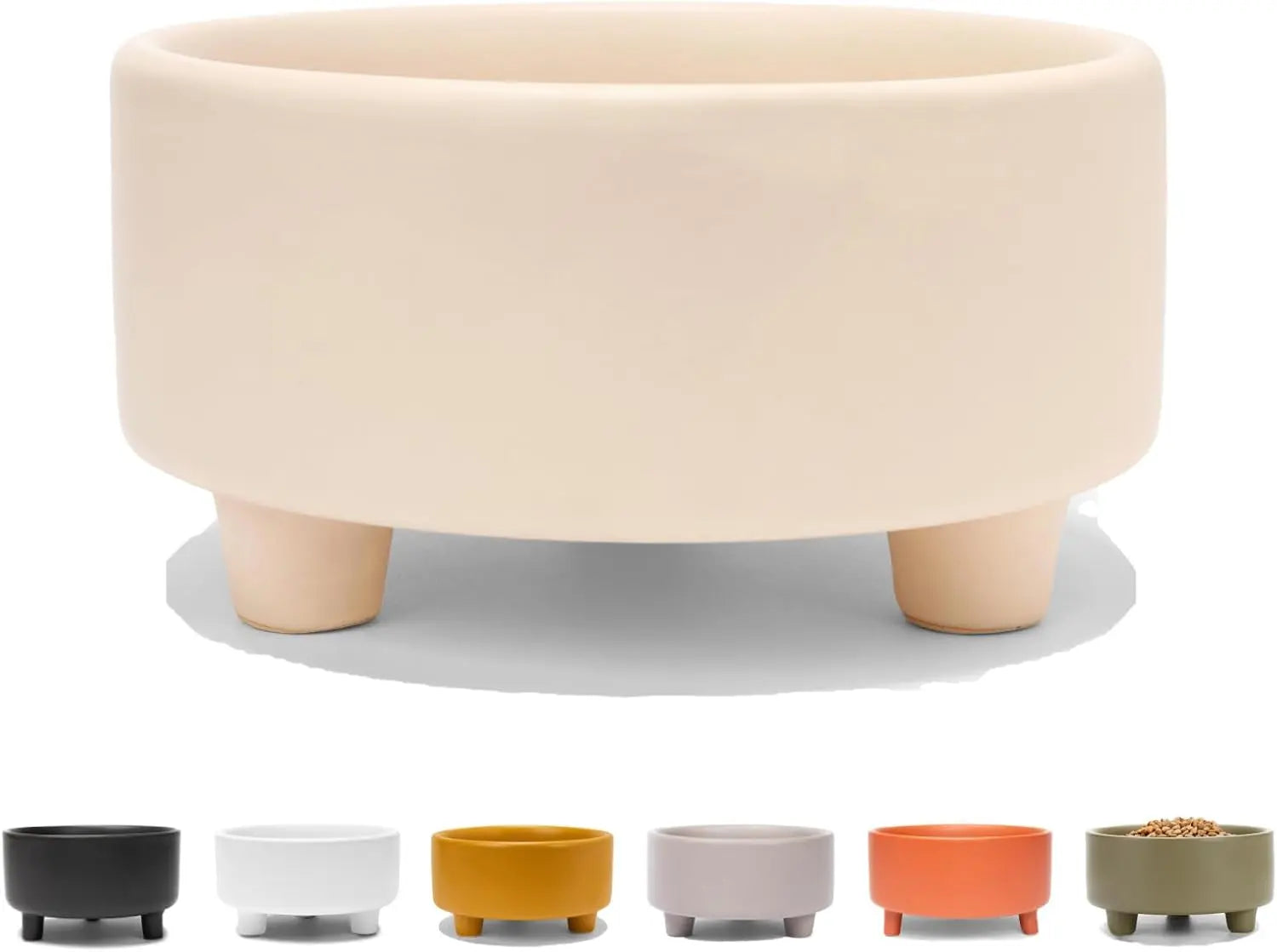 Ceramic Cat & Dog Pet Bowl, Elevated Stoneware Feeder, Dishwasher Safe