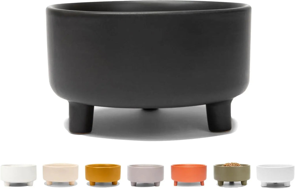 Ceramic Cat & Dog Pet Bowl, Elevated Stoneware Feeder, Dishwasher Safe