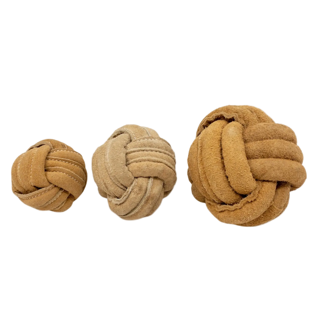Huggle-Hide Natural Leather Ball Dog Toy