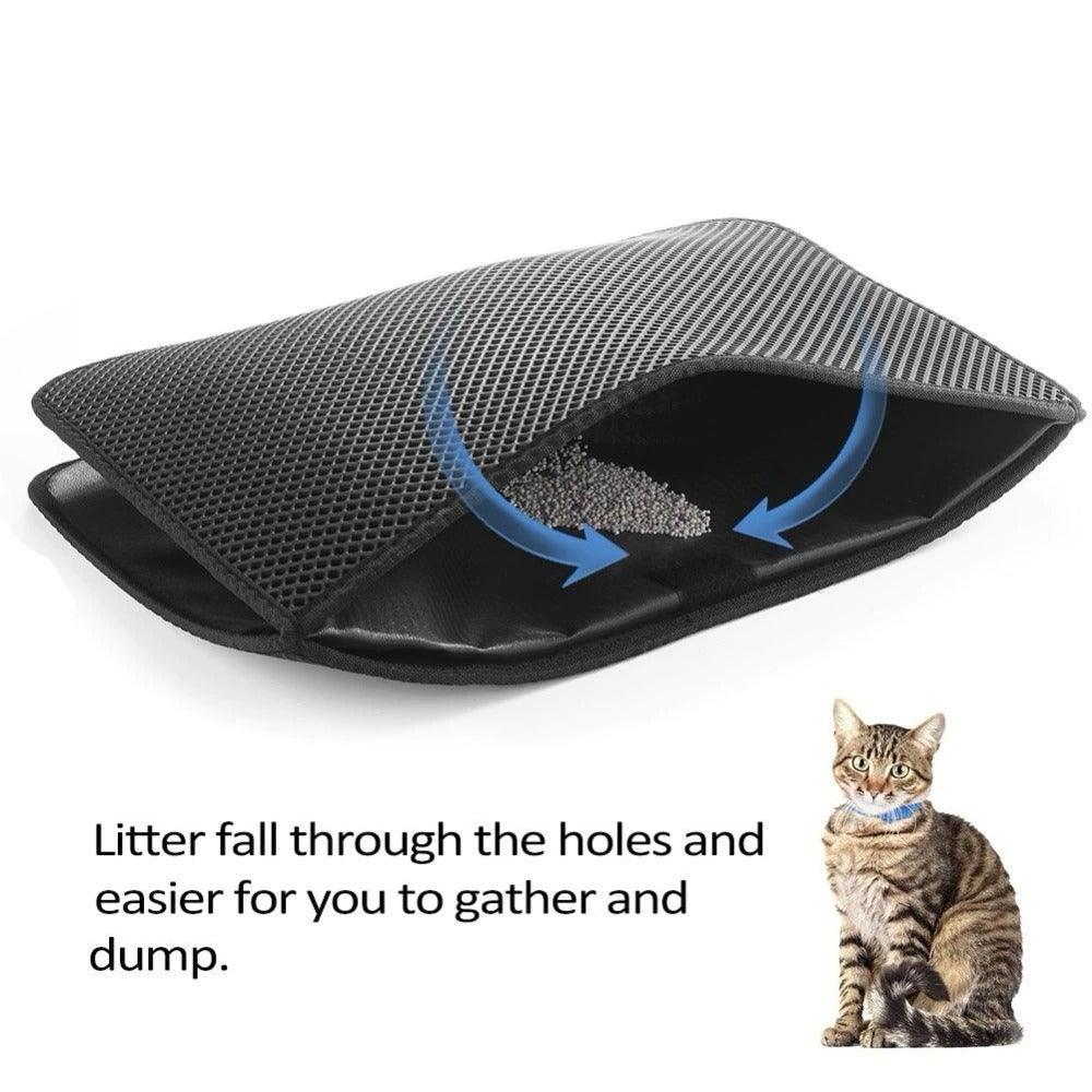 Pet Cat Litter Mat Waterproof Double Layer Cat Litter Trapping Pet Litter Box Mat Clean Pad Products For Cats Accessories Cat Litter Mat Trapping for Litter Box No-Toxic & Super Size  Urine & Waterproof Honeycomb Double Layer Anti Tracking Mats