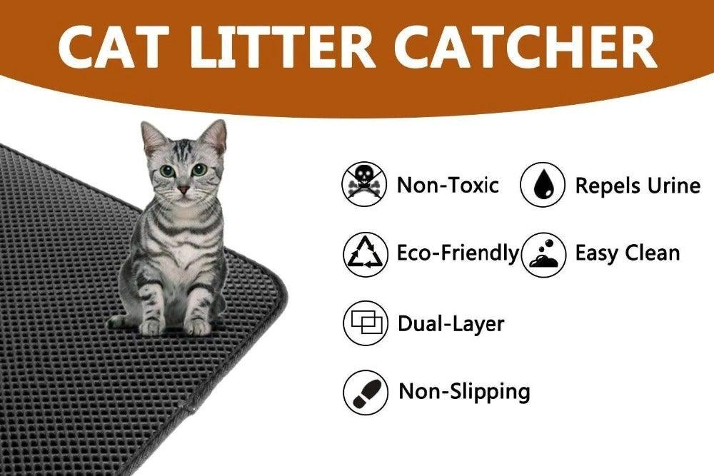 Pet Cat Litter Mat Waterproof Double Layer Cat Litter Trapping Pet Litter Box Mat Clean Pad Products For Cats Accessories Cat Litter Mat Trapping for Litter Box No-Toxic & Super Size  Urine & Waterproof Honeycomb Double Layer Anti Tracking Mats