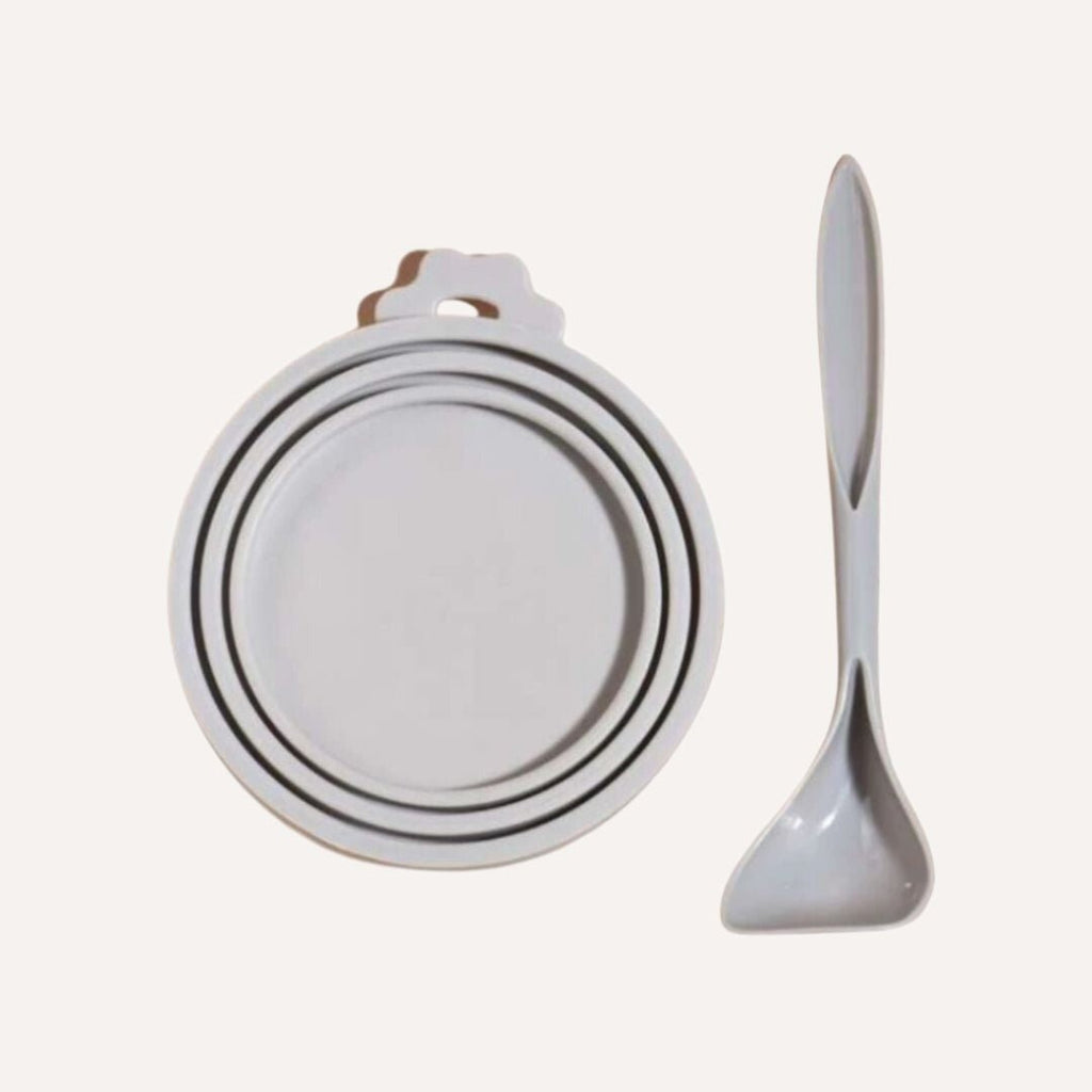Tilley + Me Pet Food Saver Lid with Spoon - BPA-Free Silicone, Keeps Food Fresh